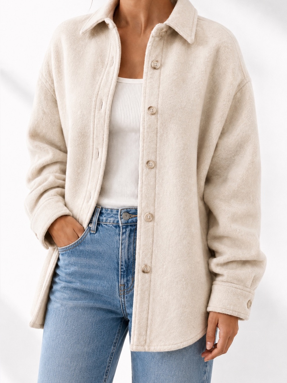 Aritzia The Group Babaton Cream Teddy Jacket - Picture 2 of 13